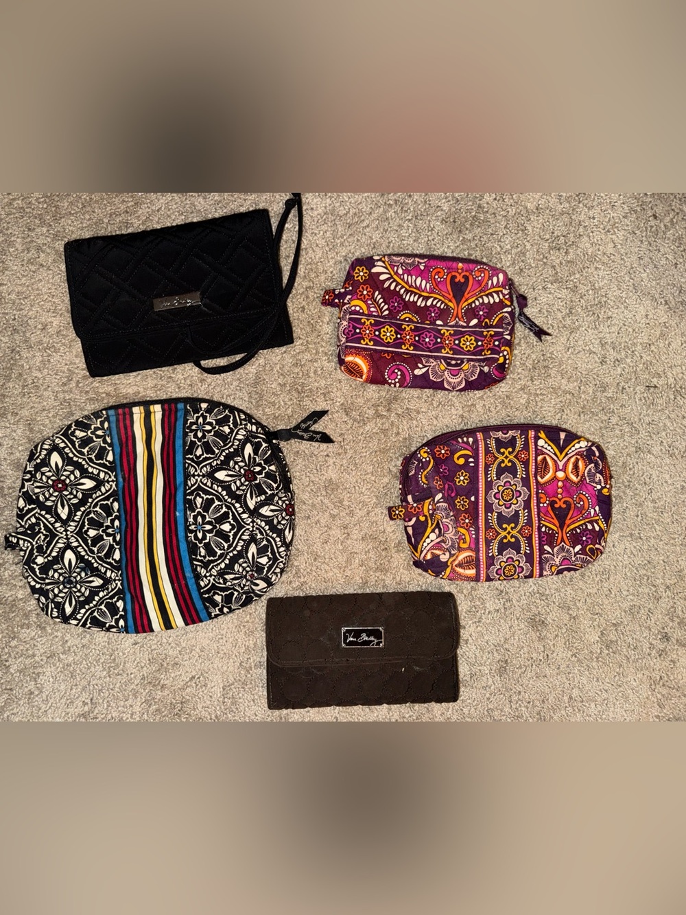 Vera Bradley makeup bags and wallet lot of 5